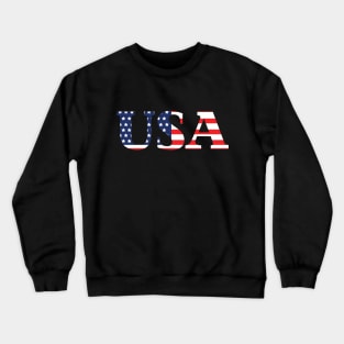 USA  Text on the American Flag Crewneck Sweatshirt